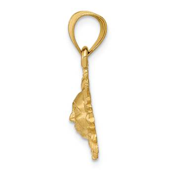14k Yellow Gold Satin Diamond-Cut Sun Pendant