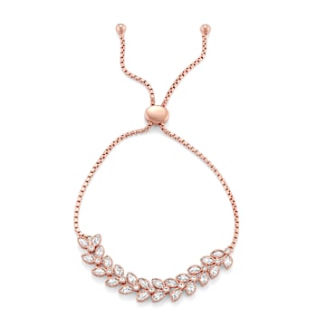 White Lab Created Sapphire 18k Rose Gold Over Sterling Silver Bracelet 2.07ctw