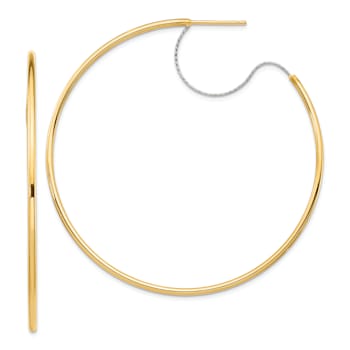 14k Yellow Gold and 14k White Gold 2 3/16" Large Diamond-Cut
Polished Hoop Earrings