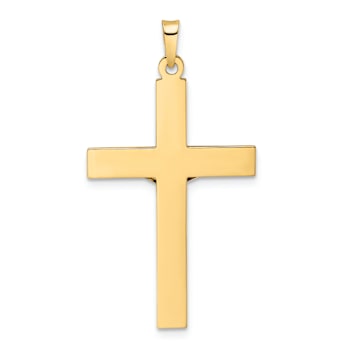 14K Two-tone Gold Solid Polished INRI Crucifix Pendant