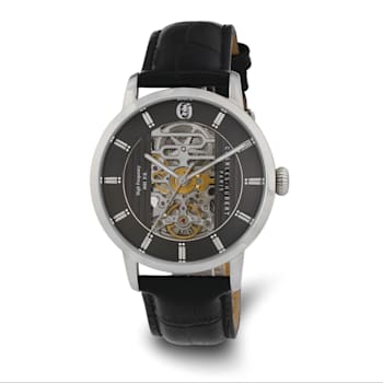 Charles Hubert Stainless Black Skeleton Dial Automatic Watch
