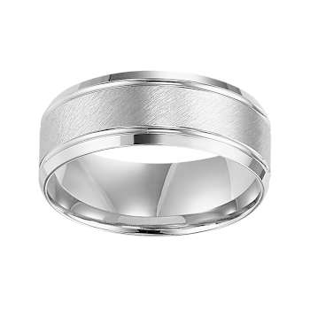 8mm Comfort Fit Band with Satin Finish Center in 10k White Gold