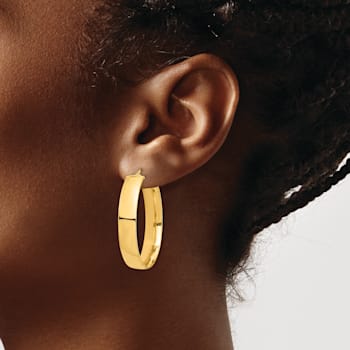14k Yellow Gold High Polished 1 1/2" Hoop Earrings