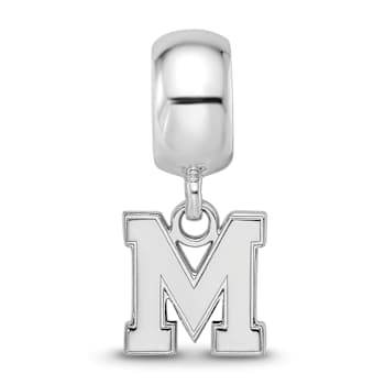 Sterling Silver Rhodium-plated LogoArt University of Memphis Small Bead