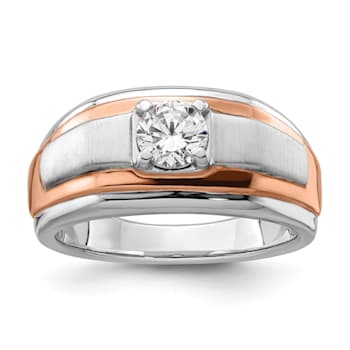 14K Two-tone Rose and White Gold Lab Grown Diamond SI1/SI2, G H I, Men's Ring