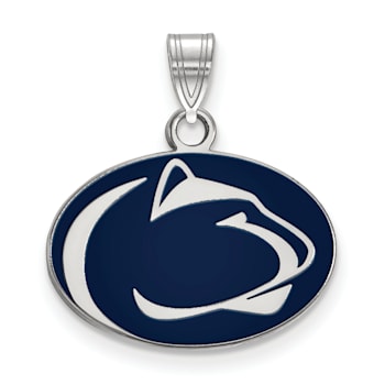 Sterling Silver Rhodium-plated LogoArt Penn State University Small
Enamel Pendant