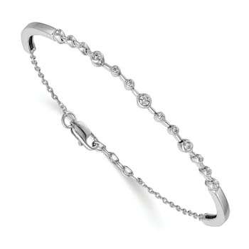 Rhodium Over 14k White Gold Diamond Bangle Bracelet