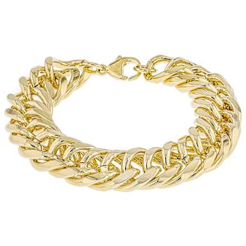 Woven Curb Link Bracelet In 18K Gold Over Bronze