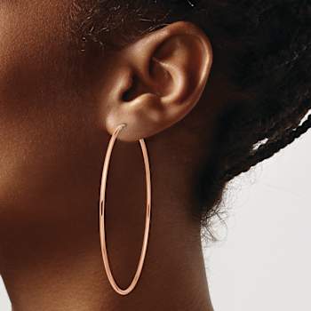 14k Rose Gold Polished 2 1/2" Endless Hoop Earrings