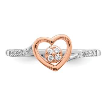 14K Two-tone White and Rose Gold First Promise Heart Cluster Diamond
Promise/Engagement Ring 0.11ctw