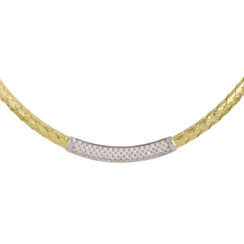 18K Yellow Gold with White Rhodium Diamond Woven 18 Inch Necklace