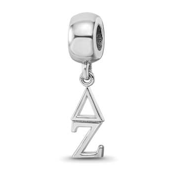 Rhodium Over Sterling Silver LogoArt Delta Zeta Vertical Letters Bead