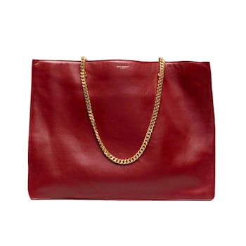 Saint Laurent Siena Ultra Lux Red Calf Leather Chain Shoulder Tote Bag