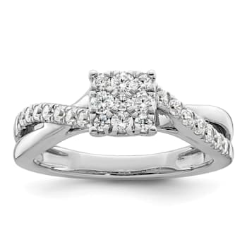 Rhodium Over 14K White Gold Lab Grown Diamond VS/SI GH, Cluster Ring 0.511ctw