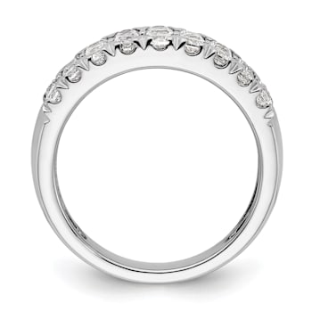 Rhodium Over 14K White Gold Pave Diamond Wedding Band 1.59ctw