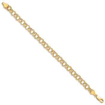 14k Yellow Gold 6mm Double Link Charm Bracelet