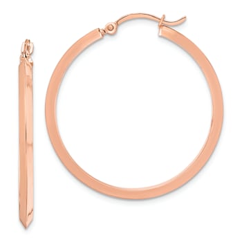 14k Rose Gold Polished 1 5/16" Hoop Earrings