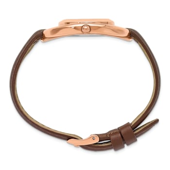 Ladies Charles Hubert Rose Finish Brass Brown Dial Modern Circle Watch