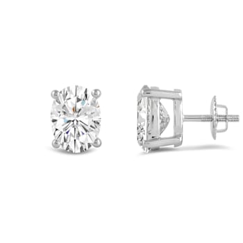 White Cubic Zirconia 14k White Gold Studs With Velvet Gift Box 3.00ctw