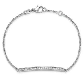 14K Yellow Gold with White Rhodium Diamond Bar 7.5-inch Bracelet
