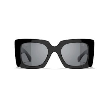 Chanel Black Frame "CC" Logo and Black Pearl Accent / Gray
Polarized Sunglasses