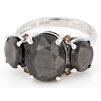 Silver Sheen Sapphire Rhodium Over Sterling Silver Ring 8.74ctw