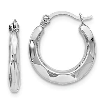 Polished Hinged Hoop Earrings In 14K White Gold