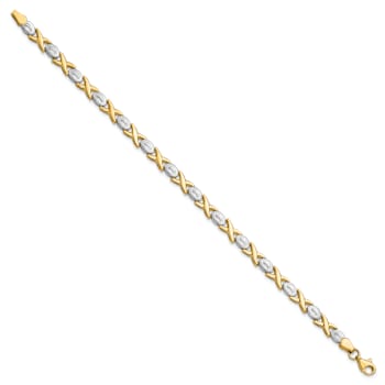 14K Two-tone Gold Polished 5mm Fancy Link Bracelet