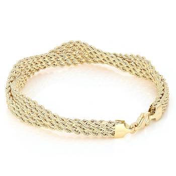 Italian Ribbon Rope Bracelet In Solid 14K Yellow Gold