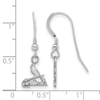Rhodium Over Sterling Silver MLB LogoArt St. Louis Cardinals Dangle Earrings