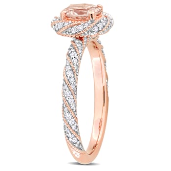 Morganite and Diamond 14K Rose Gold Ring 1.09ctw