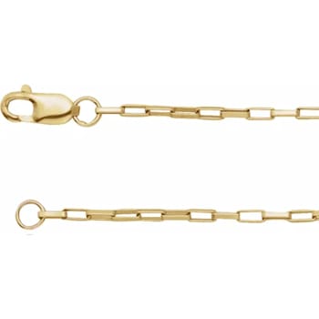 14K Yellow Gold 1.2mm Elongated Box Chain Necklace, 16 Inches.