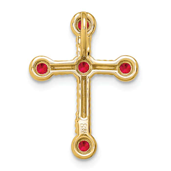 14k Yellow Gold Ruby Cross Chain Slide