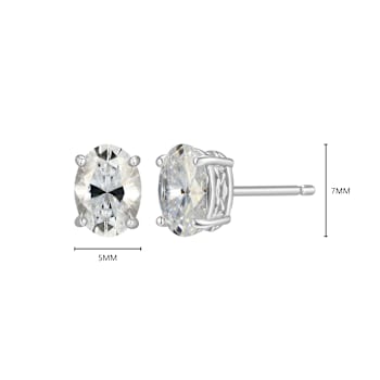 Oval Moissanite Platineve Stud Earrings 1.90ctw DEW