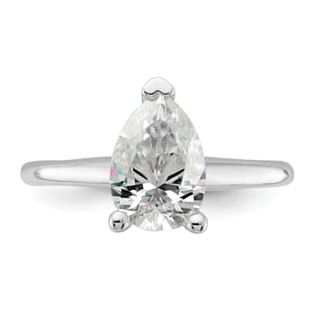 Rhodium Over 14K White Gold 2 ct. D E F Pure Light Pear Moissanite
Solitaire Ring