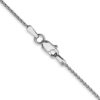 Rhodium Over 14k White Gold 1mm Solid Diamond-Cut Parisian Wheat 16 Inch Chain
