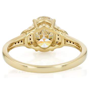 Diamond Simulant Oval, Champagne Diamond And White Diamond Ring In 18K
Gold Over Sterling Silver 2.65ctw