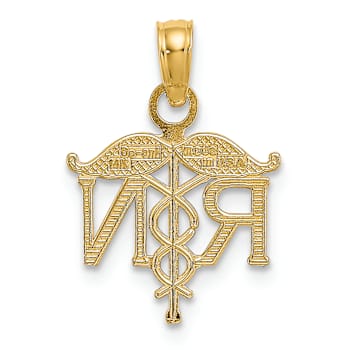 14k Yellow Gold RN Registered Nurse Pendant