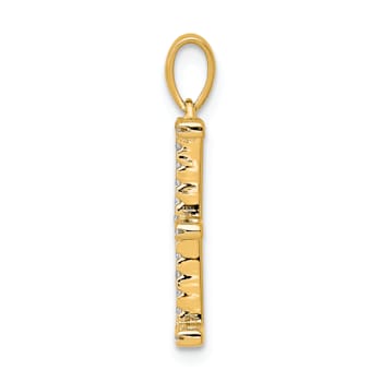 14K Yellow Gold Diamond Letter E Initial Pendant
