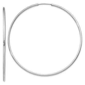 Rhodium Over 14k White Gold Polished 2 3/16" Endless Hoop Earrings