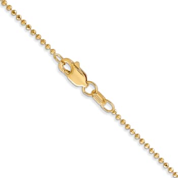 14K Yellow Gold 1.2mm Diamond-cut Beaded Pendant Chain Necklace