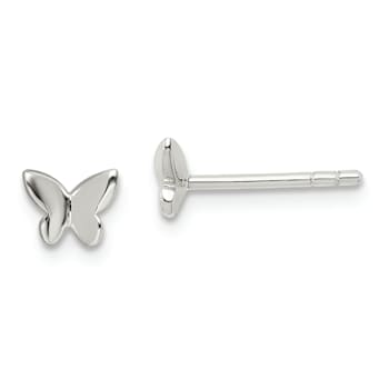 Sterling Silver Polished Butterfly Children's Post Earrings