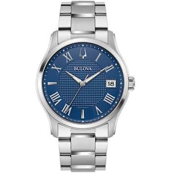 Bulova Men's Wilton Blue Dial, Stainless Steel Watch