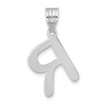 Rhodium Over 14k White Gold Polished Bubble Letter R Initial Pendant