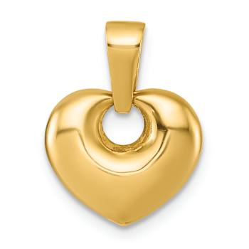 14K Yellow Gold Polished Puffed Heart Pendant
