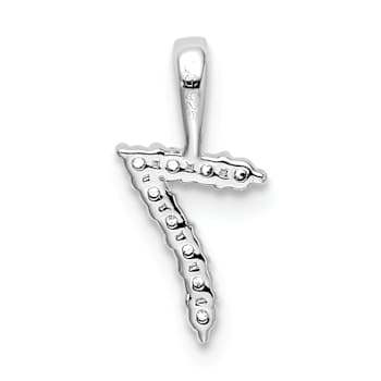 Rhodium Over 14k White Gold Diamond Number 7 Pendant