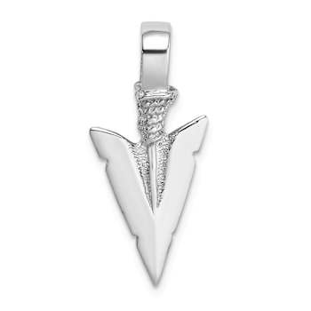Rhodium Over 14k White Gold 3D Textured Arrowhead Charm