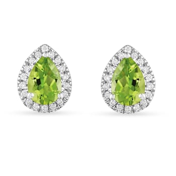 Green Peridot Pear shaped Teardrop Stud Earrings For Women