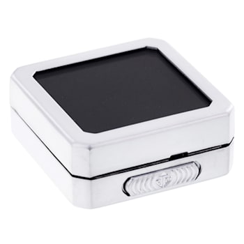 Gemstone Display Box Matte Silver Finish 40 X 40 X 17mm With Reversible
Black And White Cushion
