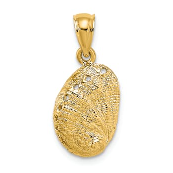 10K Yellow Gold 2D Textured Abalone Shell Charm